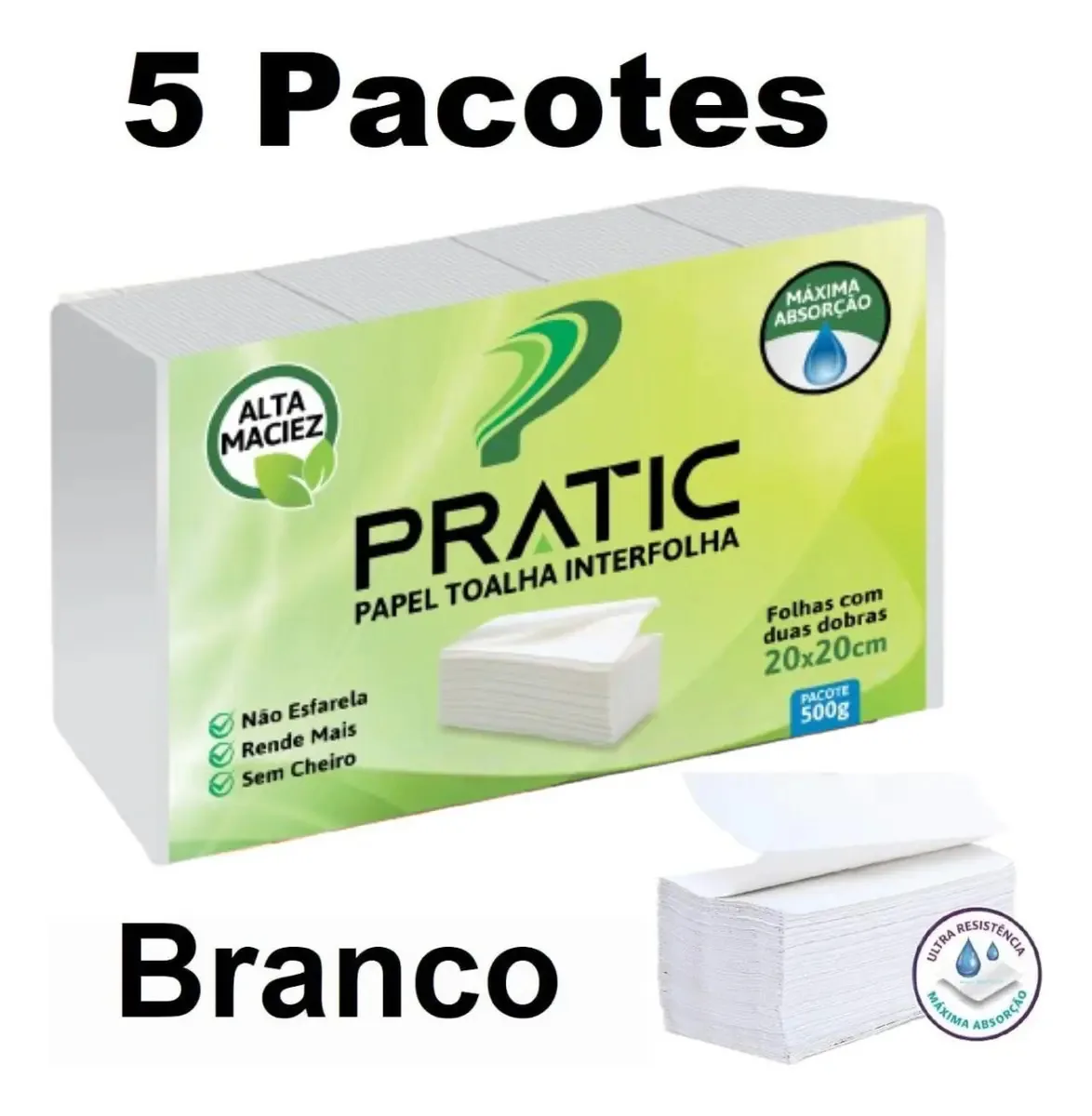 Papel Toalha Interfolha Branco Luxo Secar Mão