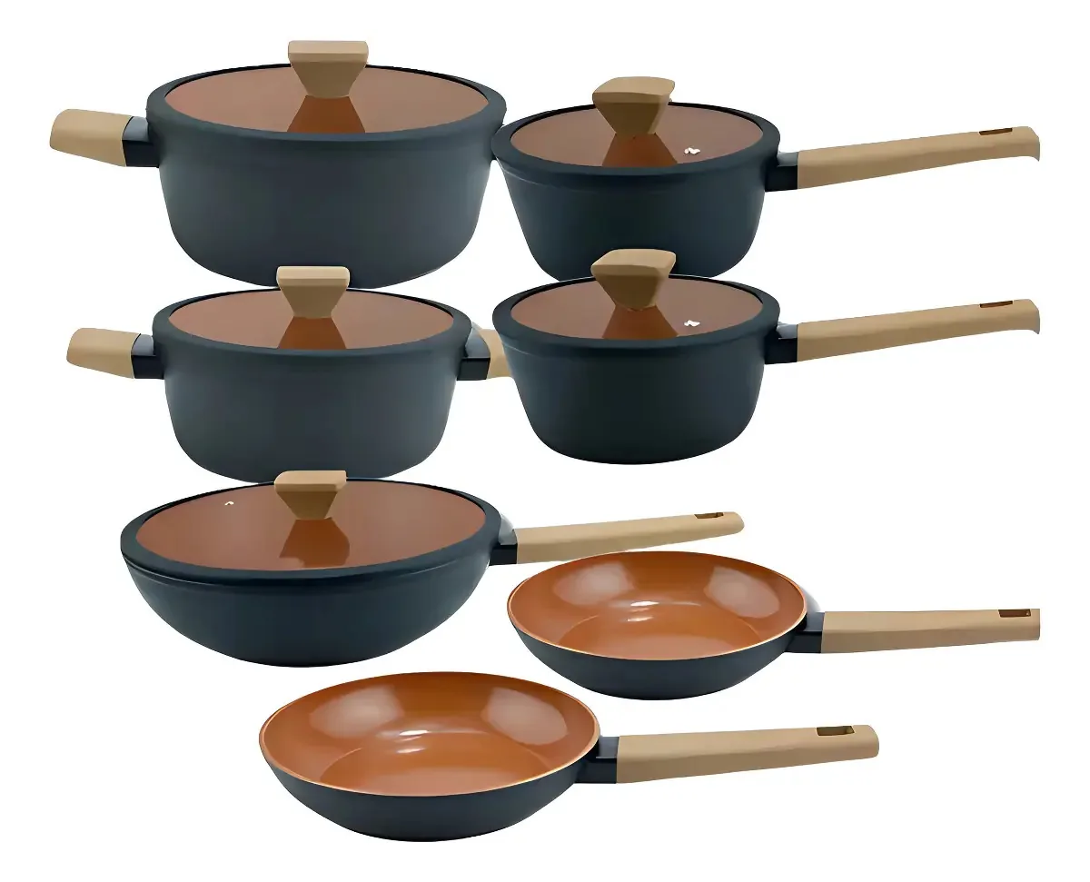 Fracalanza Norma Jogo Panelas Serve No Fogão Indução Ou Gás Cerâmico 7 Peças Cor Preto