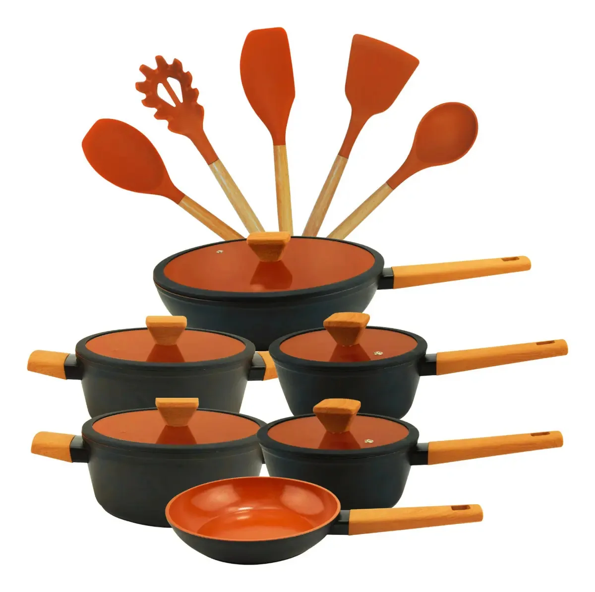 Jogo De Panelas Cerâmica Fracalanza Preto Terracota 11 Peças