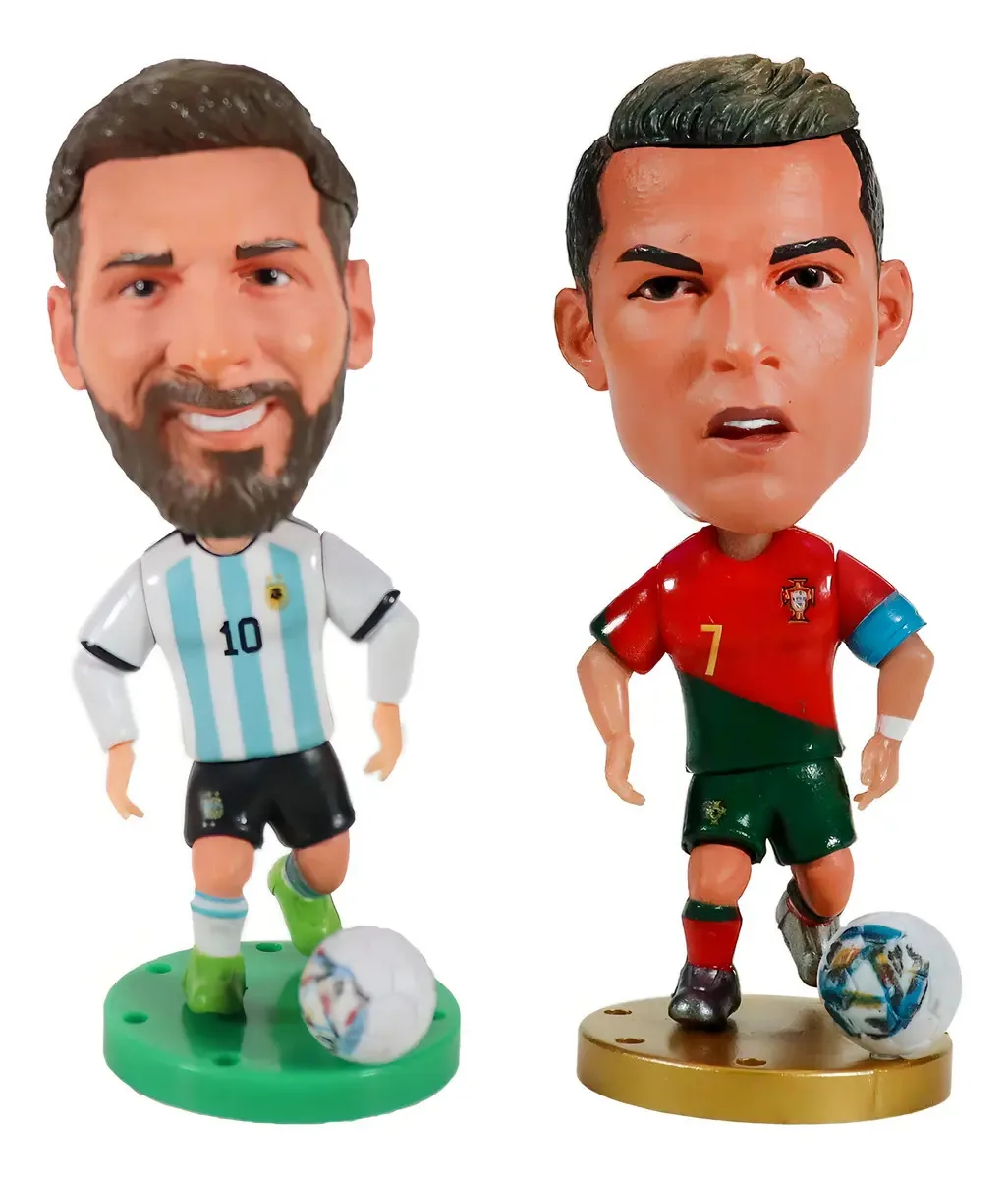 Bonecos Miniaturas Messi E Cristiano Ronaldo Camisas Seleção