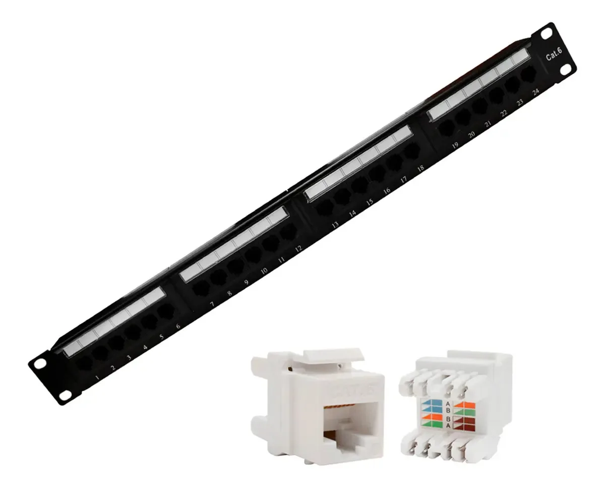 Patch Panel 24 Portas Cat6 Rj45 Utp +24 Keystone Rack 19