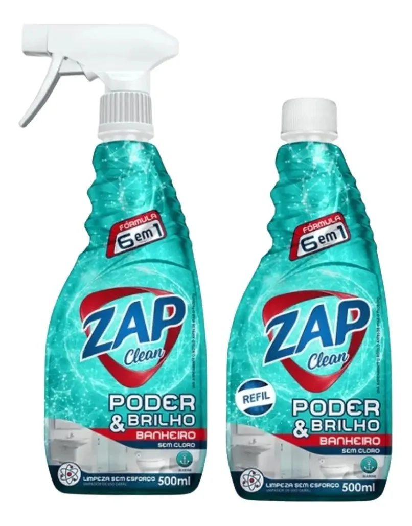 Combo Limpa Banheiros Sem Cloro Zap Clean Ap.500ml + Refil