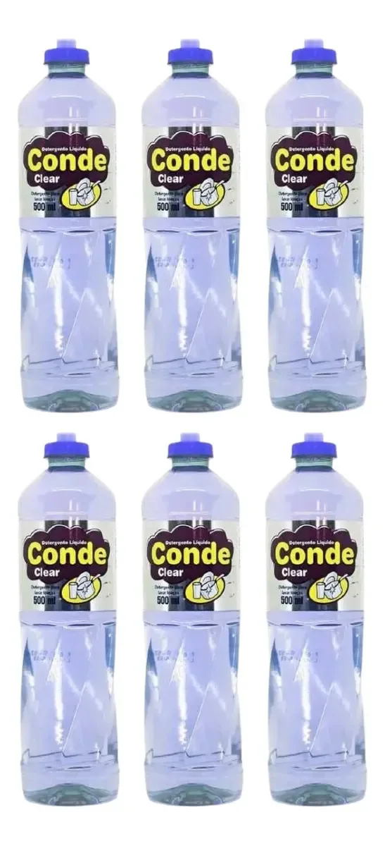 6 Unid. Lava Louças Detergente Líquido Conde 500ml Clear