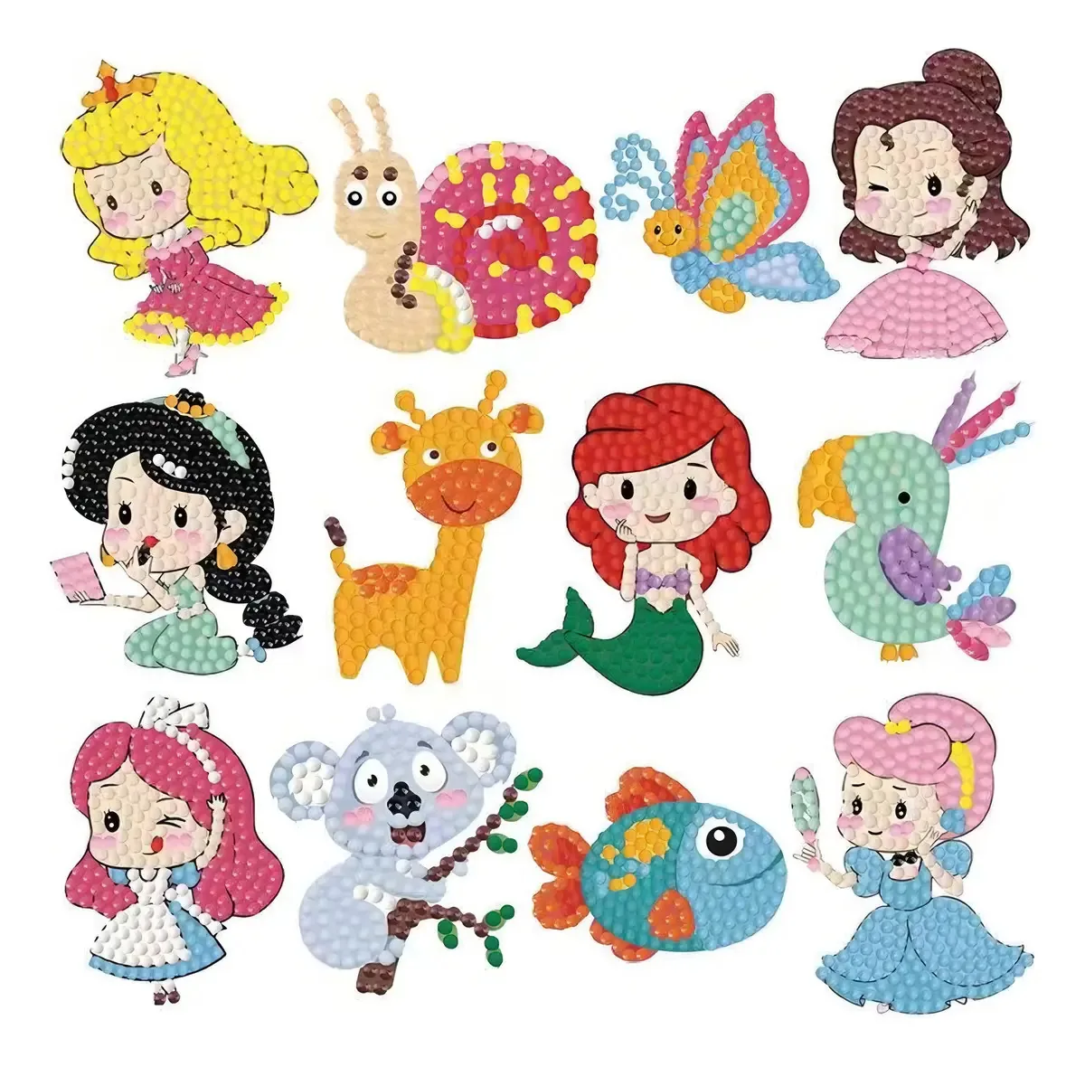 Kit Adesivos De Pintura Com Diamantes Infantil De Princesas