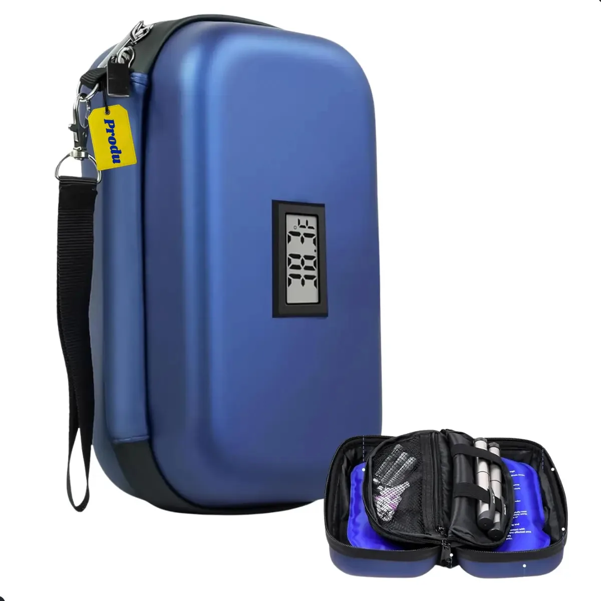 Bolsa Térmica Produ Para Insulina Com Display de Temperatura, Case Portátil Para Medicamentos e Viagens – Azul-escuro