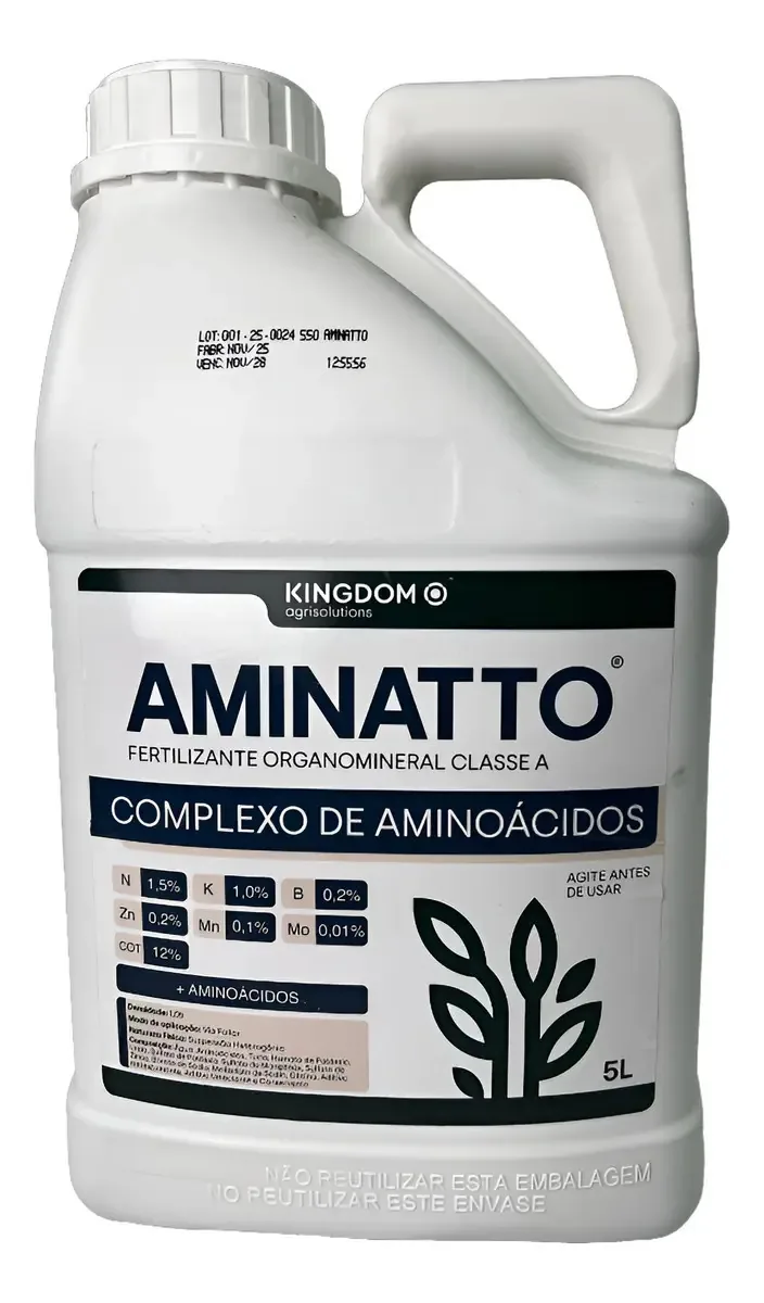 Aminatto Adjuvante Aminoácidos Lavoura Estresse Hídrico 5l