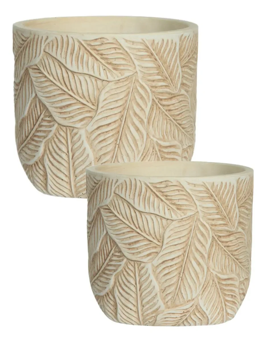 Cachepot Conj Vaso Decorativo Para Plantas E Suculentas P M Cor Bege