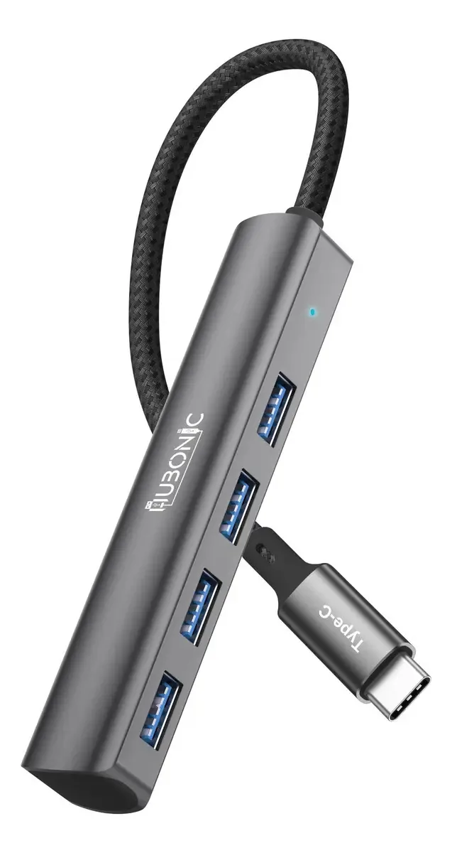 Hub Usb 3.1 Tipo C 4 Portas Usb 3.0 Adaptador Usb 5 Gbps Cinza-escuro