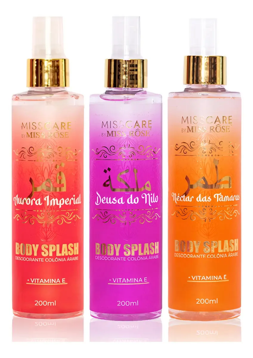 Colônia Miss Rose Body Splash Miss Care 3 Fragrâncias 200mL