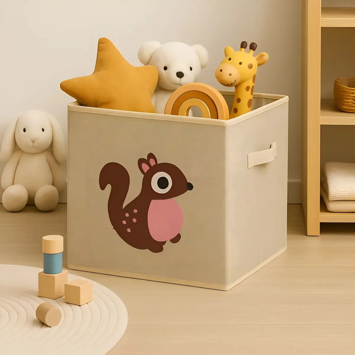 Caixa Organizadora Infantil Brinquedos Cesto Tampa Baú Oky's Esquilo