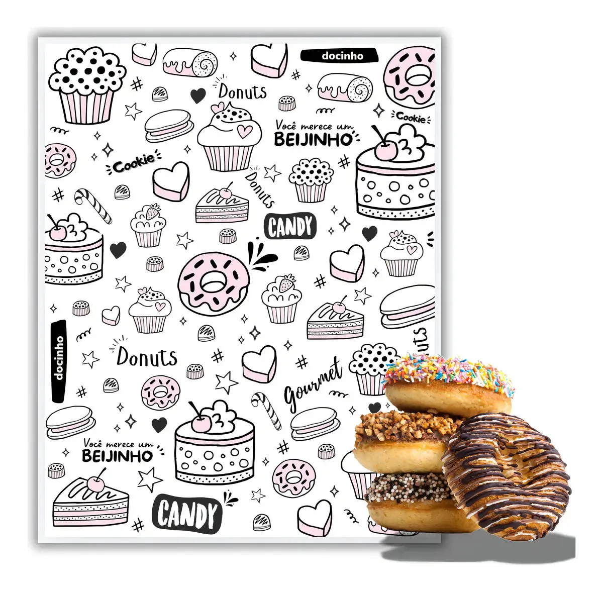 Papel Acoplado LOUPPESHOP Para Doces Embalagem 38x30cm