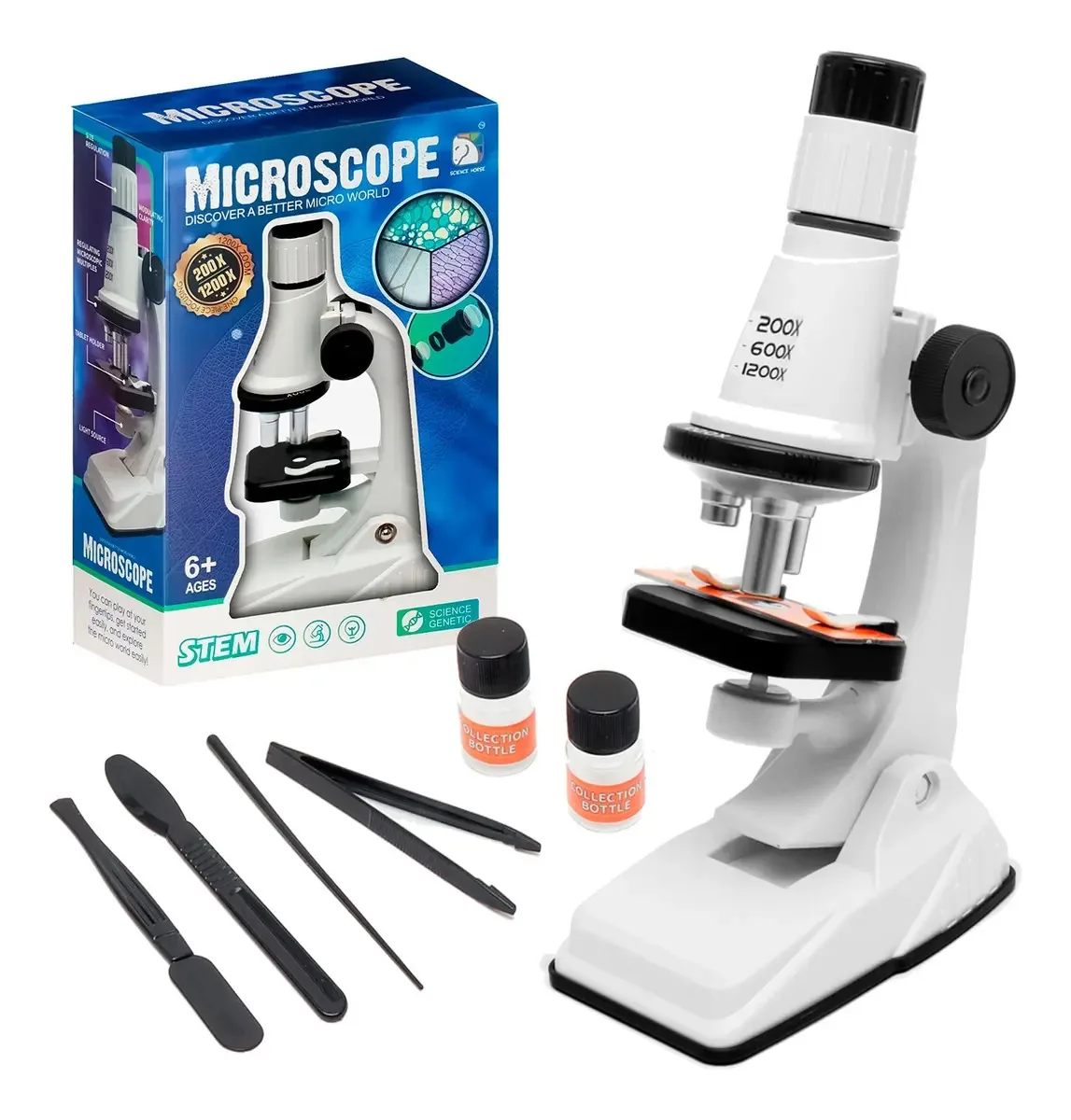 Brinquedo Microscópio 1200x Educacional Completo Infantil