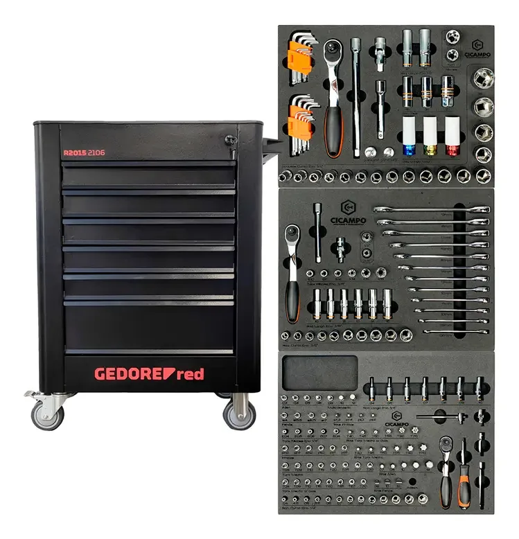Carrinho Ferramenta Oficina 6 Gavetas Completo Gedore