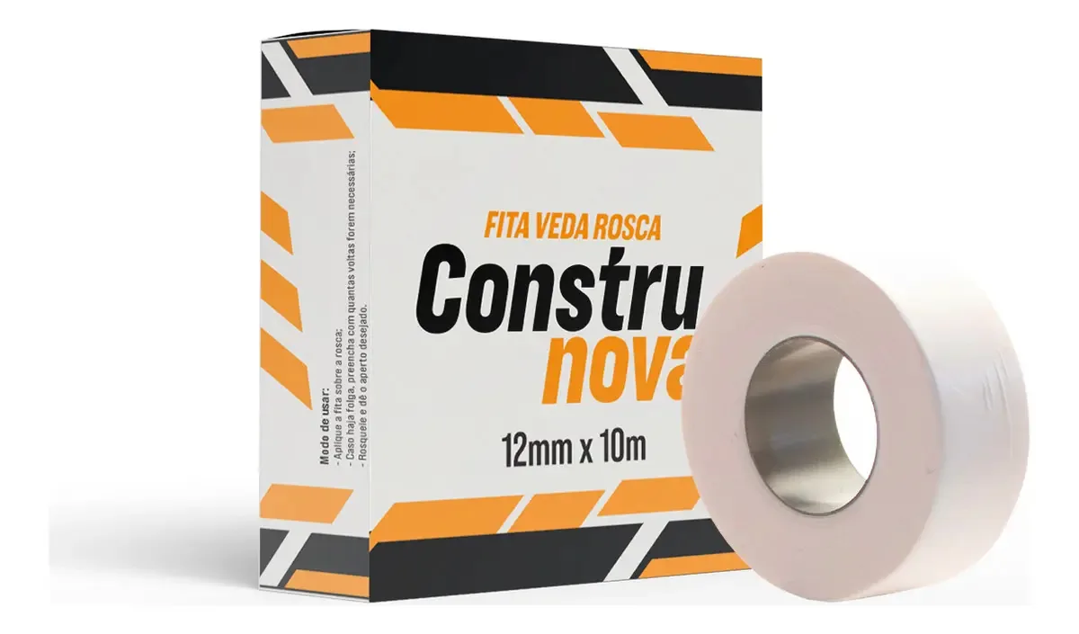 Fita Veda Rosca Hidráulica PTFE 12mmx10m Construnova 30 Unidades