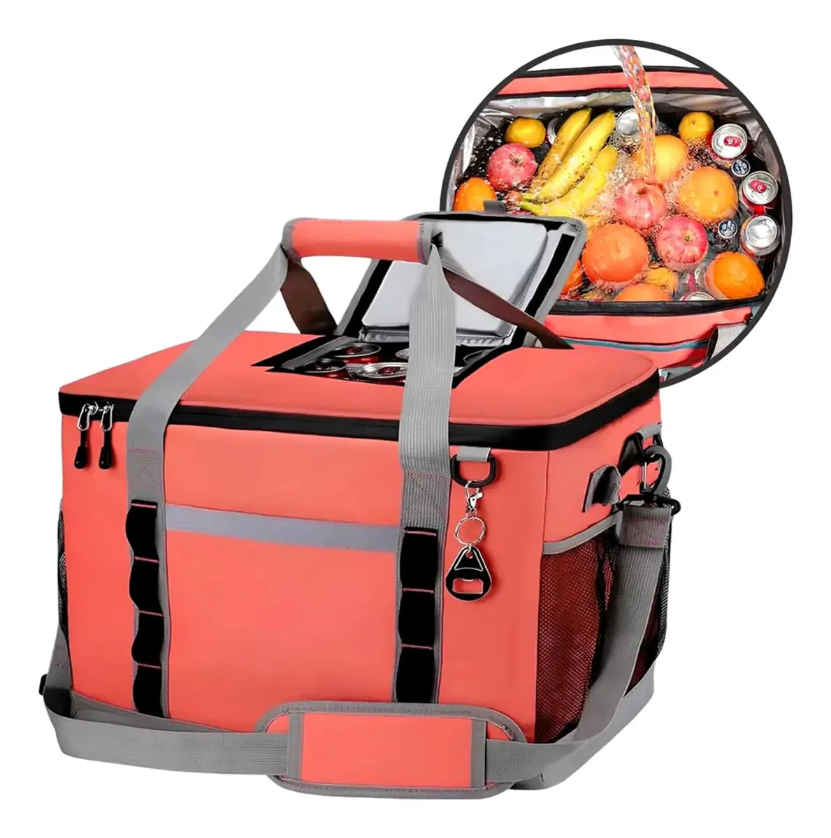 Bolsa Térmica Domma 50L Laranja com Abridor e Bolsos
