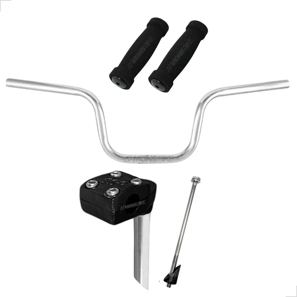 Kit Guidão Bike Alto Tipo Moto + Mesinha Suporte + Manoplas Cor Guidão Cromado