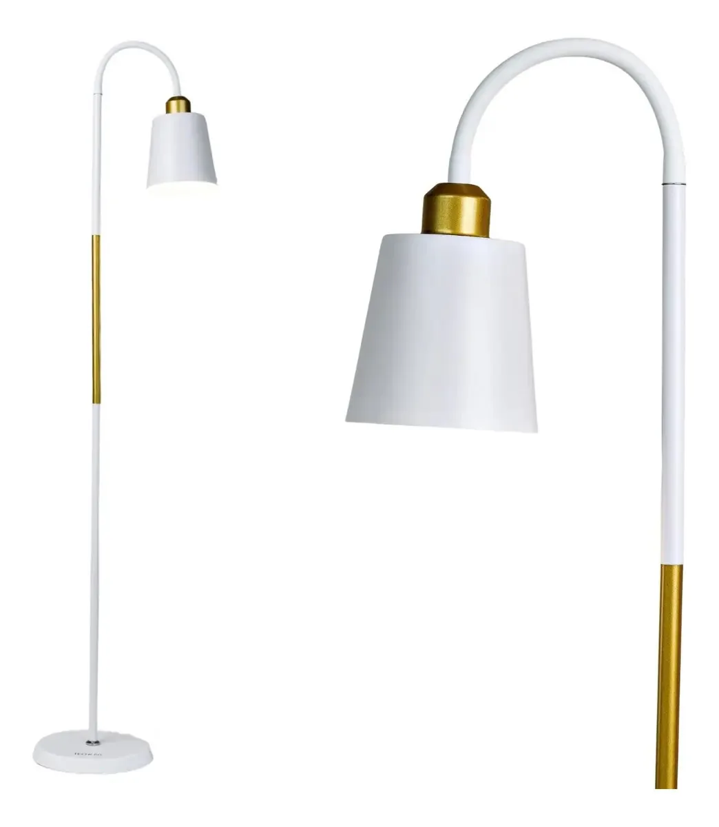Abajur De Chão Luminaria De Piso Curva Luminária Chão Cúpula Branco