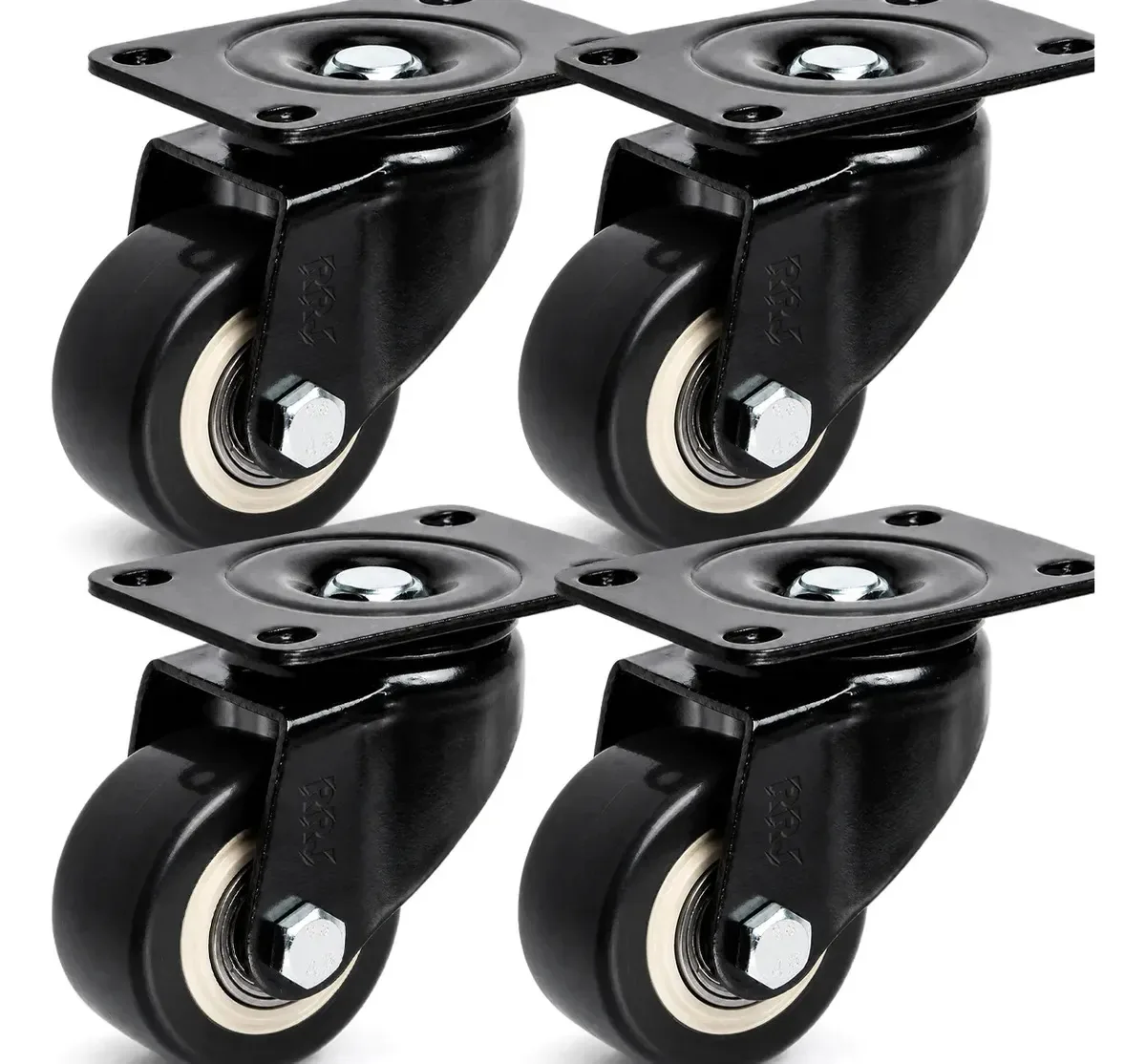 Kit Rodízios Giratórios 4 cm de PVC Para Móveis e Carrinhos