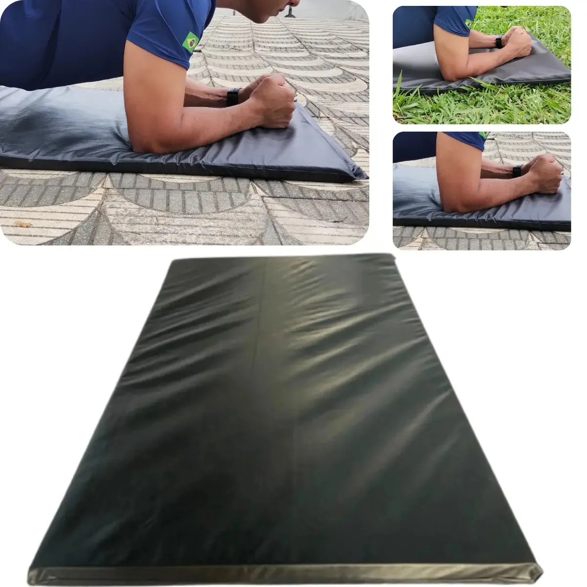 Colchão Extra Grande 120x60 Abdominal Colchonete Academia Preto pilates yoga tapete funcional feito em espuma resistente grossa