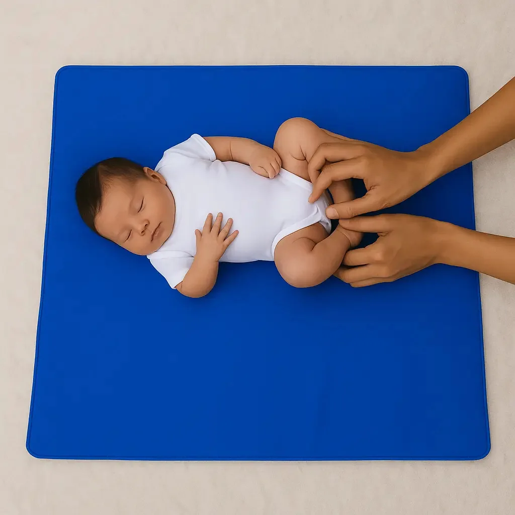 Trocador Pvc Infantil Impermeável Portátil Maternidade Cor Azul Liso