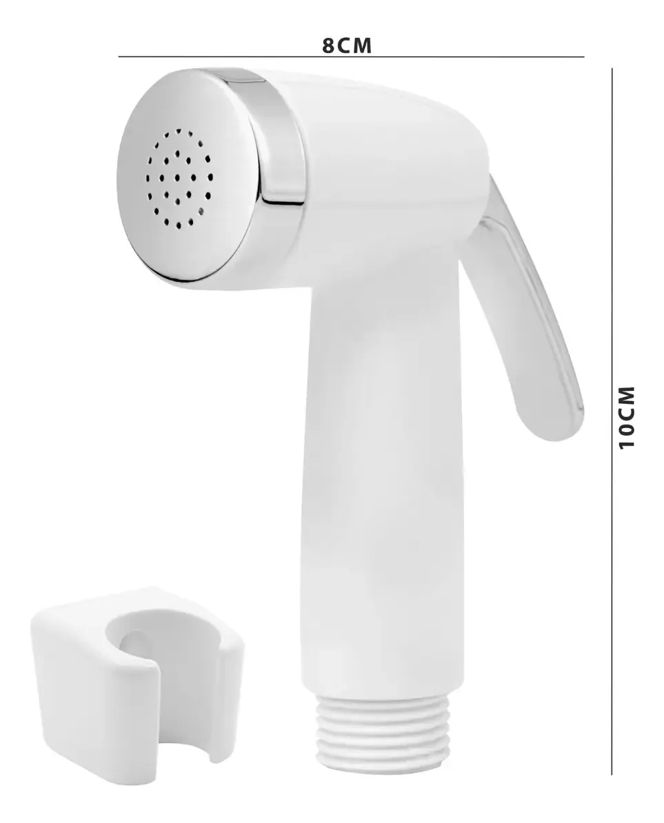 Chuveirinho Higiênico Bto Soluções Gatilho Branco Cromado ABS com Suporte