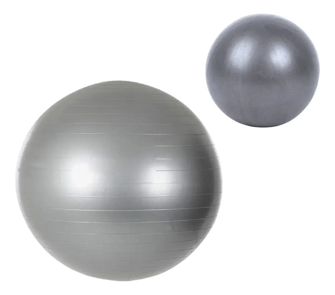 Bola De Pilates 25 Cm Overball + 65 Cm Funcional Personal Cor Cinza