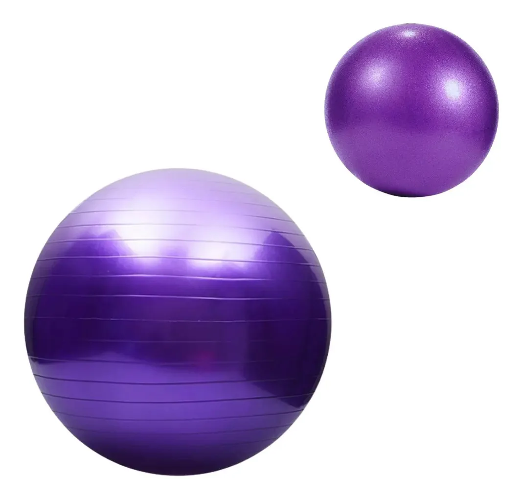 Bola De Pilates 25 Cm Overball + 65 Cm Funcional Personal Cor Roxo
