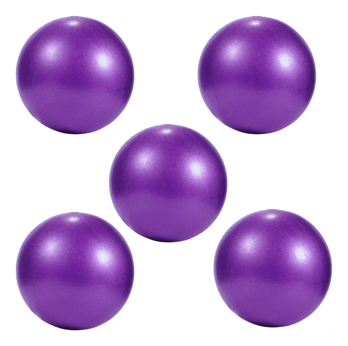 Kit 5 Bola Pilates Fisio 25cm Com Inflador Yoga Funcional Cor Roxo
