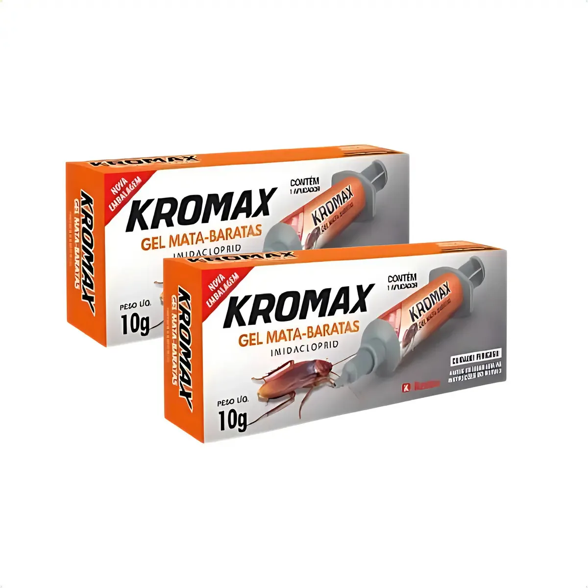 Kit 2 Inseticida Veneno Mata Baratas Isca em Gel Kromax Krodec Remédio Controle de Praga Seringa 10g
