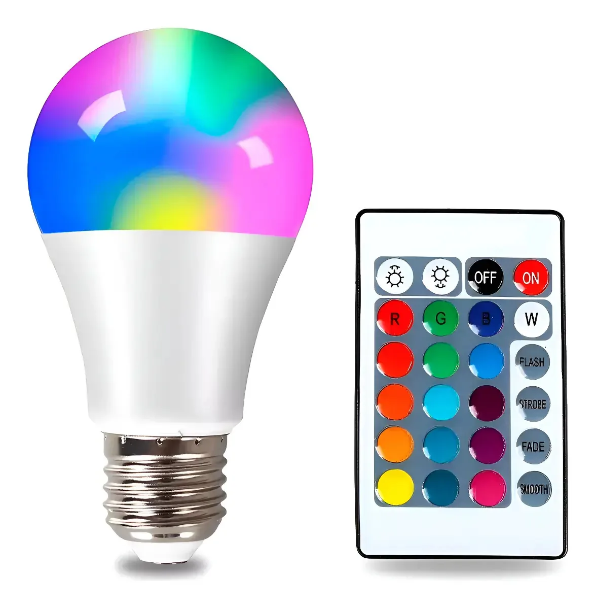 Lampada Led Rgb 5w Rgb Cromoterapia Controle E Conector