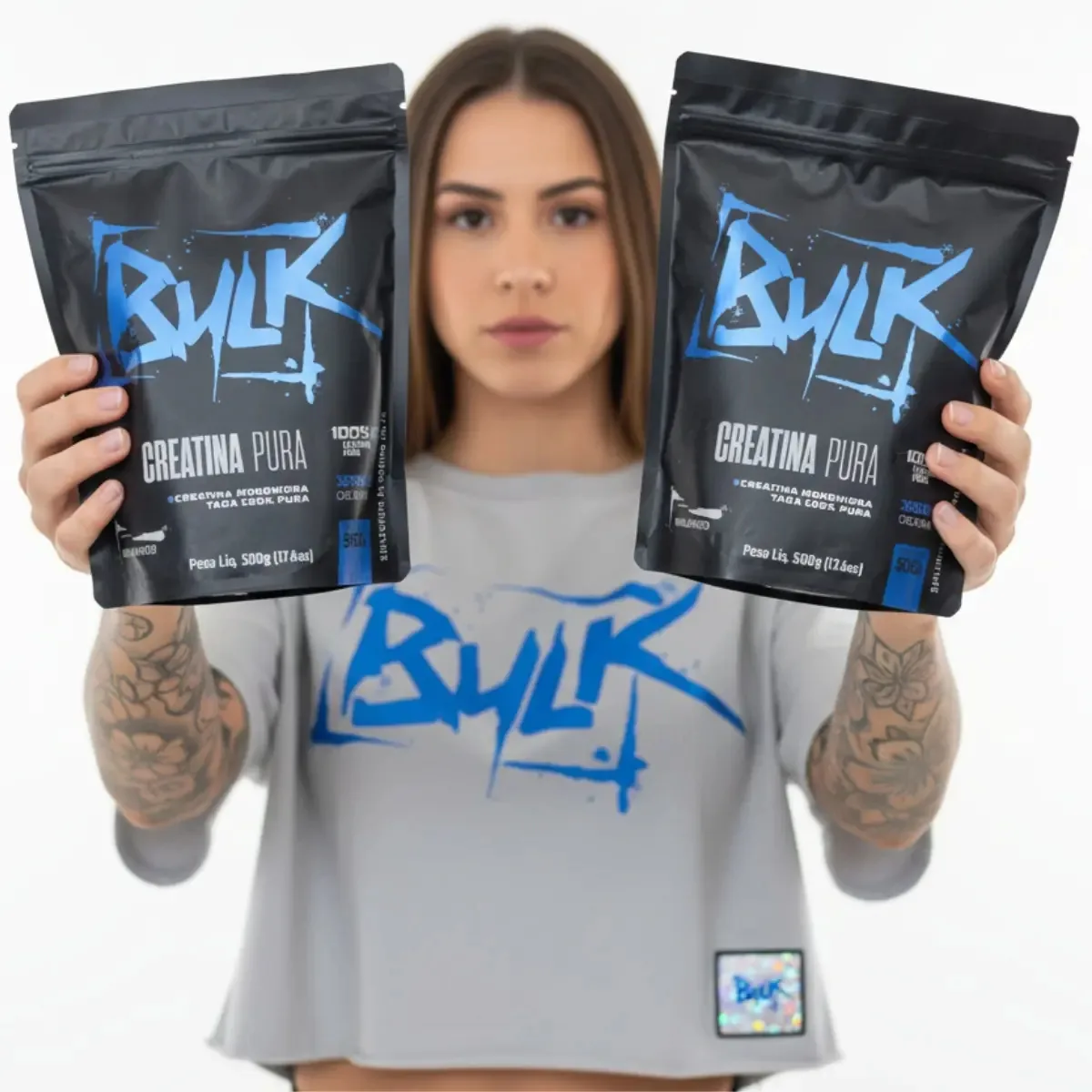 Kit 2 Creatina 1kg Refil 100% Pura Bulk Nutrition