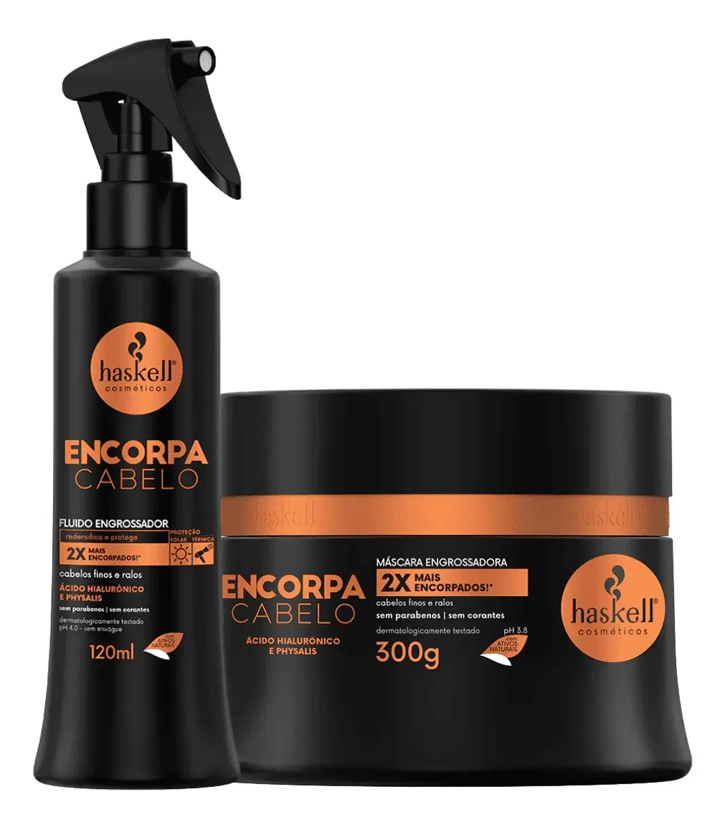 Kit Haskell Cabelos Finos E Ralos Encorpa Máscara + Fluido