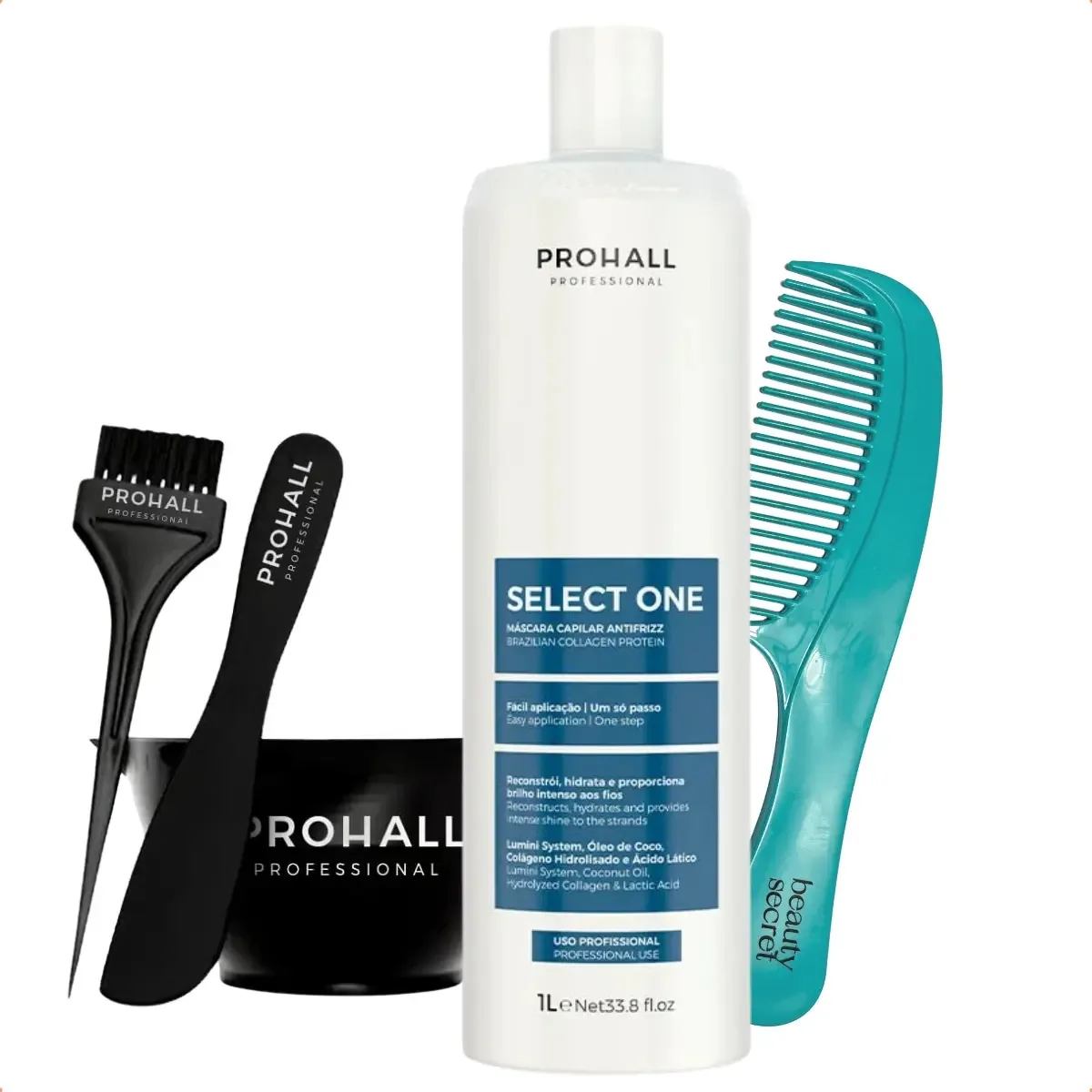 Kit Select One Prohall 1l Acessórios E Pente Beauty Secret