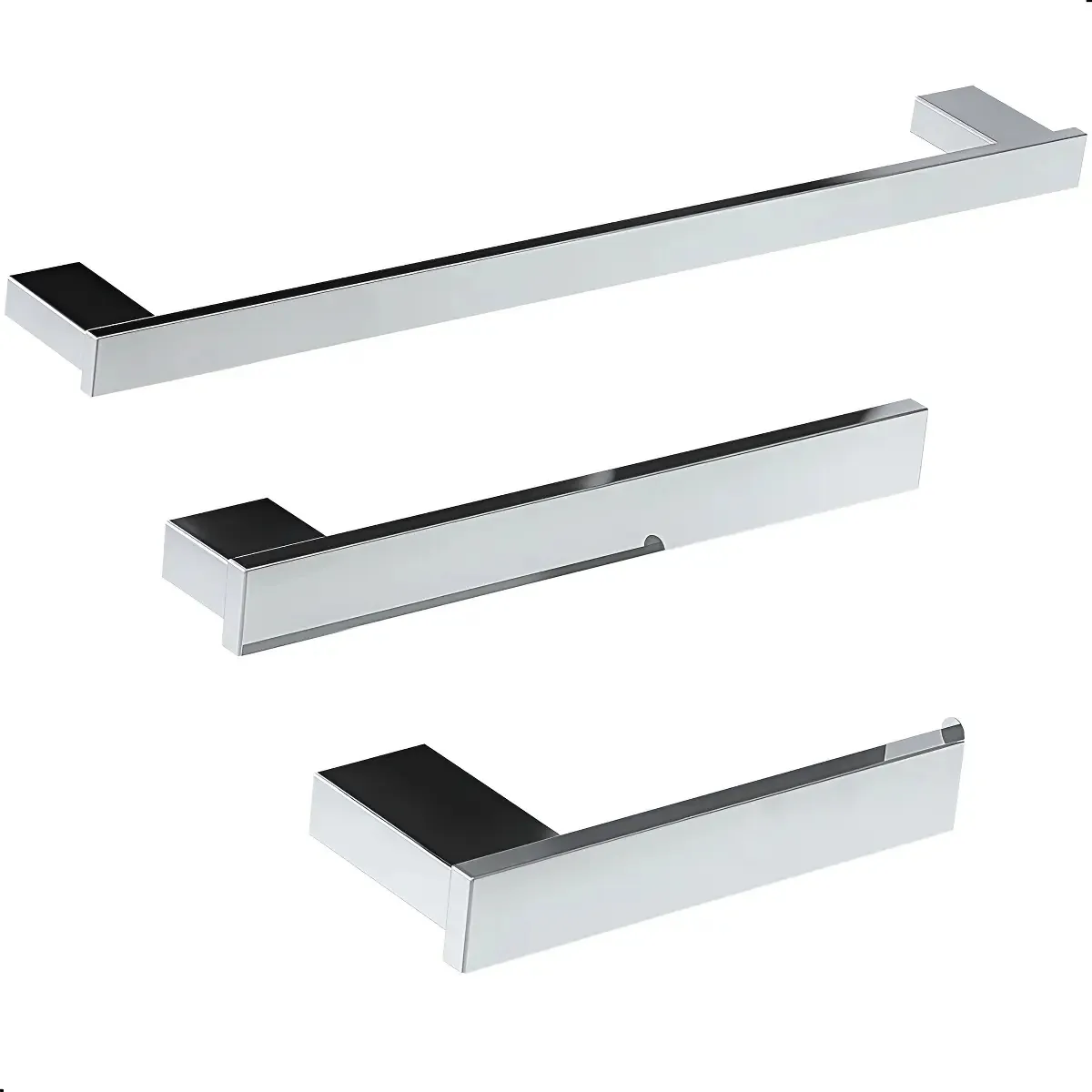 Kit De Acessórios Para Banheiro Cromado Master 3 Peças