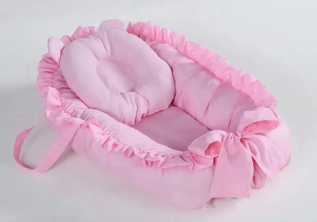 Capa Para Ninho Redutor De Berço Com Almofada E Zíper Cor Rosa