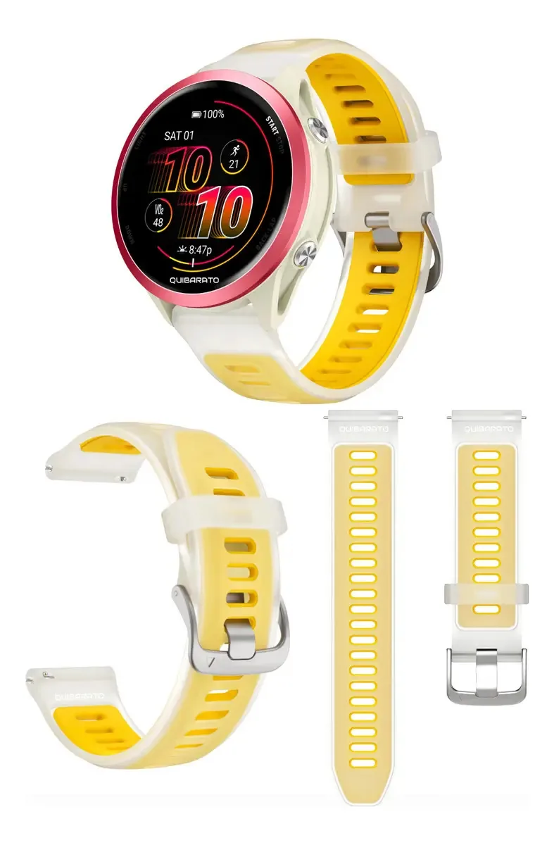 Pulseira de Silicone Amarela para Garmin Forerunner 570s 42mm e Outros Modelos