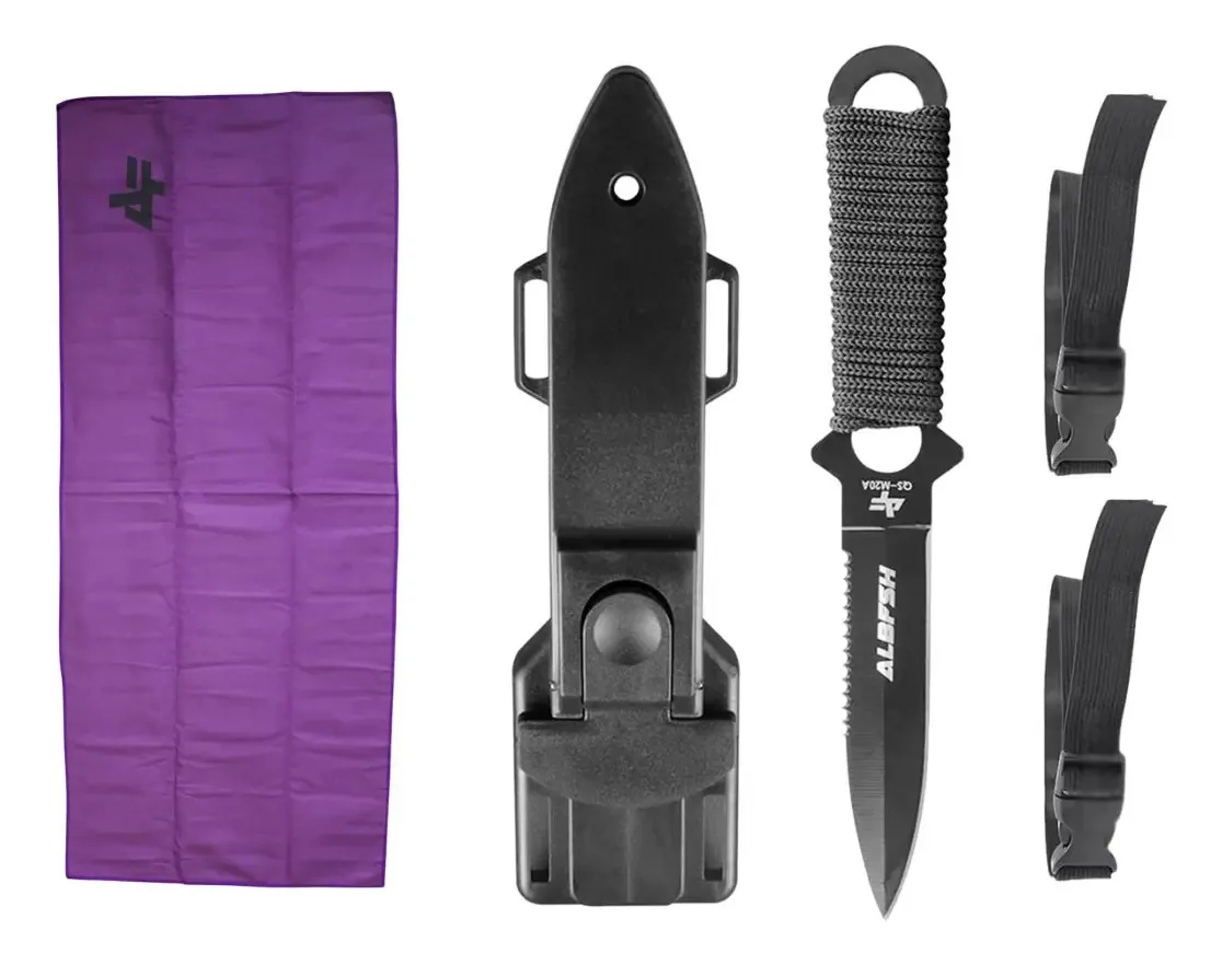 Kit Acessórios Pesca Toalha Para Limpeza + Faca Mergulho