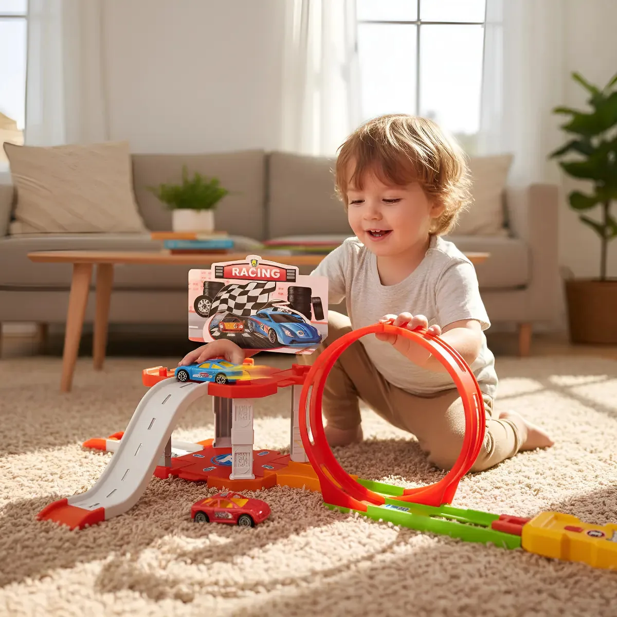 Brinquedo Pista Com Looping 19 Peças 2 Carrinhos