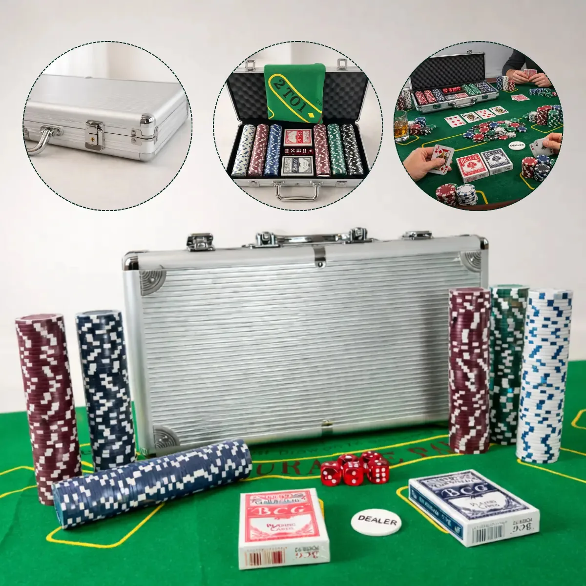 Kit Poker Profissional Jhamba com 300 Fichas e Tapete para Mesa Completa