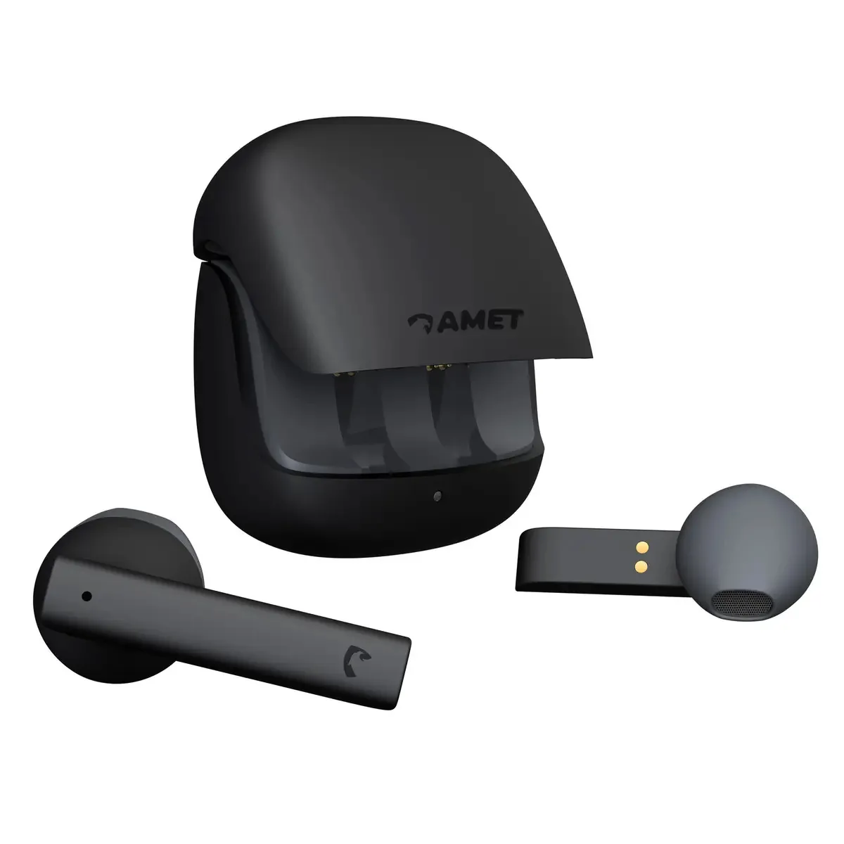 Fone TWS Sem Fio Preto Bluetooth 5.4 Amet Sound Go Cancelamento Ruído ENC 20h Bateria Drivers 13mm Som Potente Estojo 3 Recargas