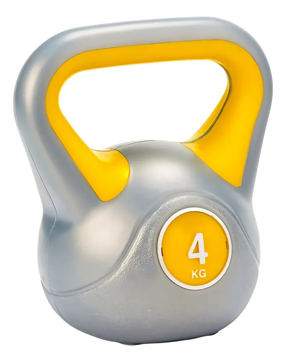 Kettlebell Colorido Crossfit Musculação Fitness 4 Kg Cinza / Amarelo