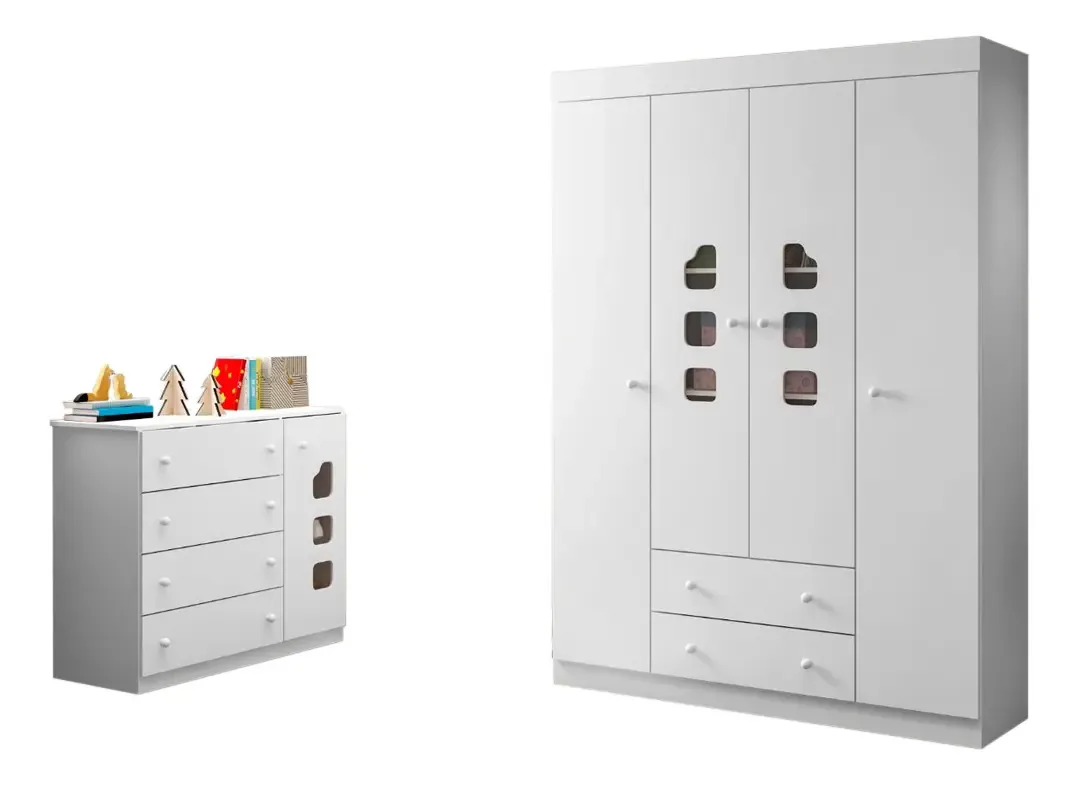 Quarto Infantil 2 Peças Lívia Branco Phoenix Baby