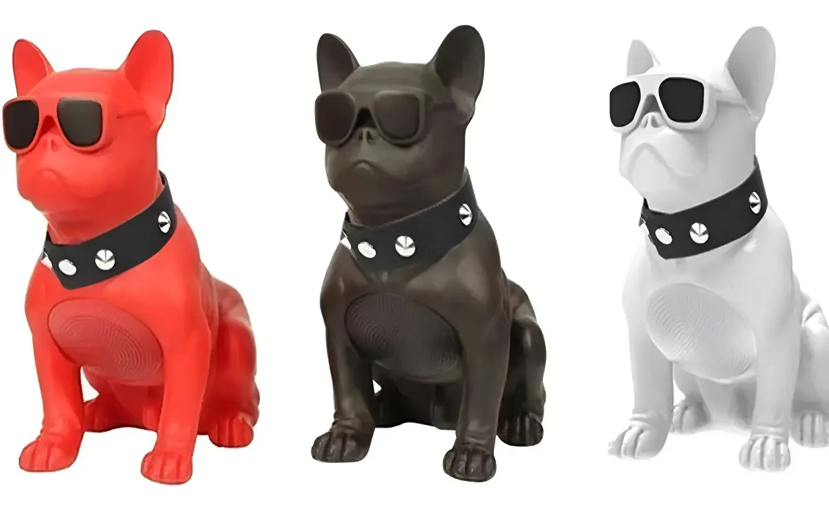 Caixa Som Bluetooth Portátil Formato Bulldog Grande Cachorro Cor Preto