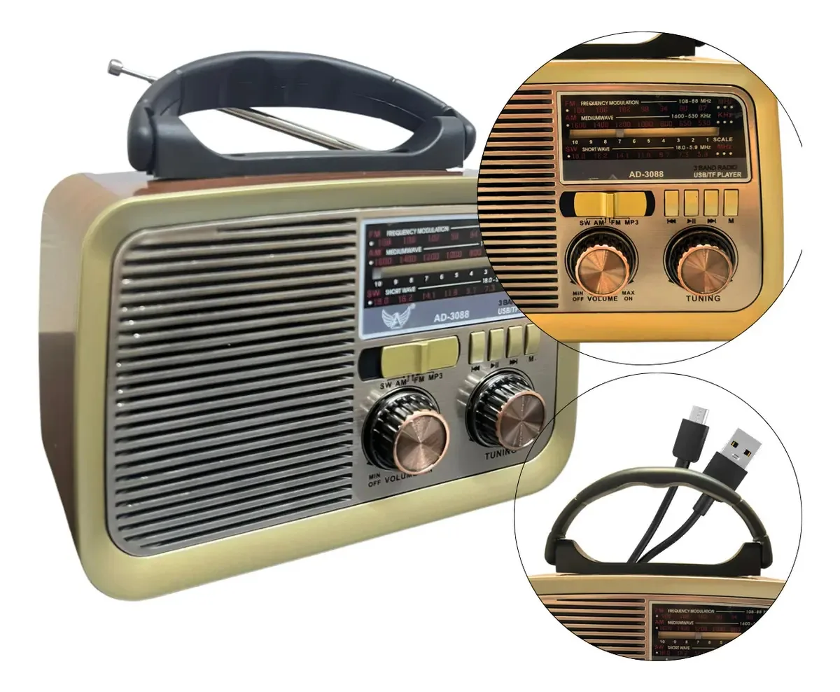 Rádio Am Fm Antigo Retrô Vintage Antigo Bluetooth Pen Drive Usb Bluetooth Recarregável 110/220