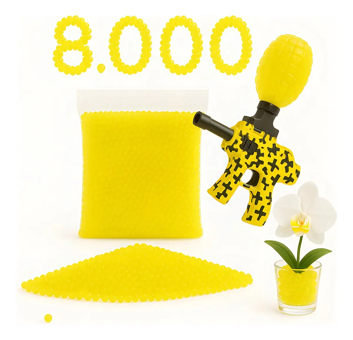 Bolinhas De Gel 8.000 Un Decoração Orbeez Gelblaster 7 A 8mm Cor Amarelo