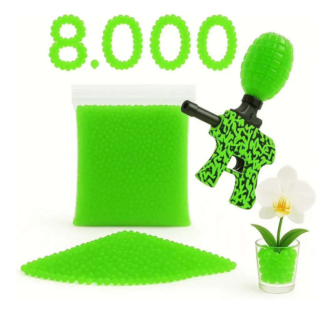 Bolinhas De Gel 8.000 Un Decoração Orbeez Gelblaster 7 A 8mm Cor Verde