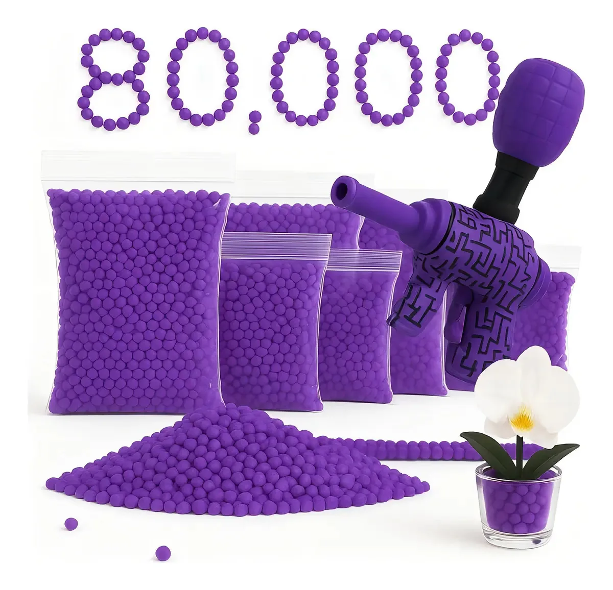 Bolinhas De Gel 80000 Un Decoração Orbeez Gelblaster 7 A 8mm Cor Lilás