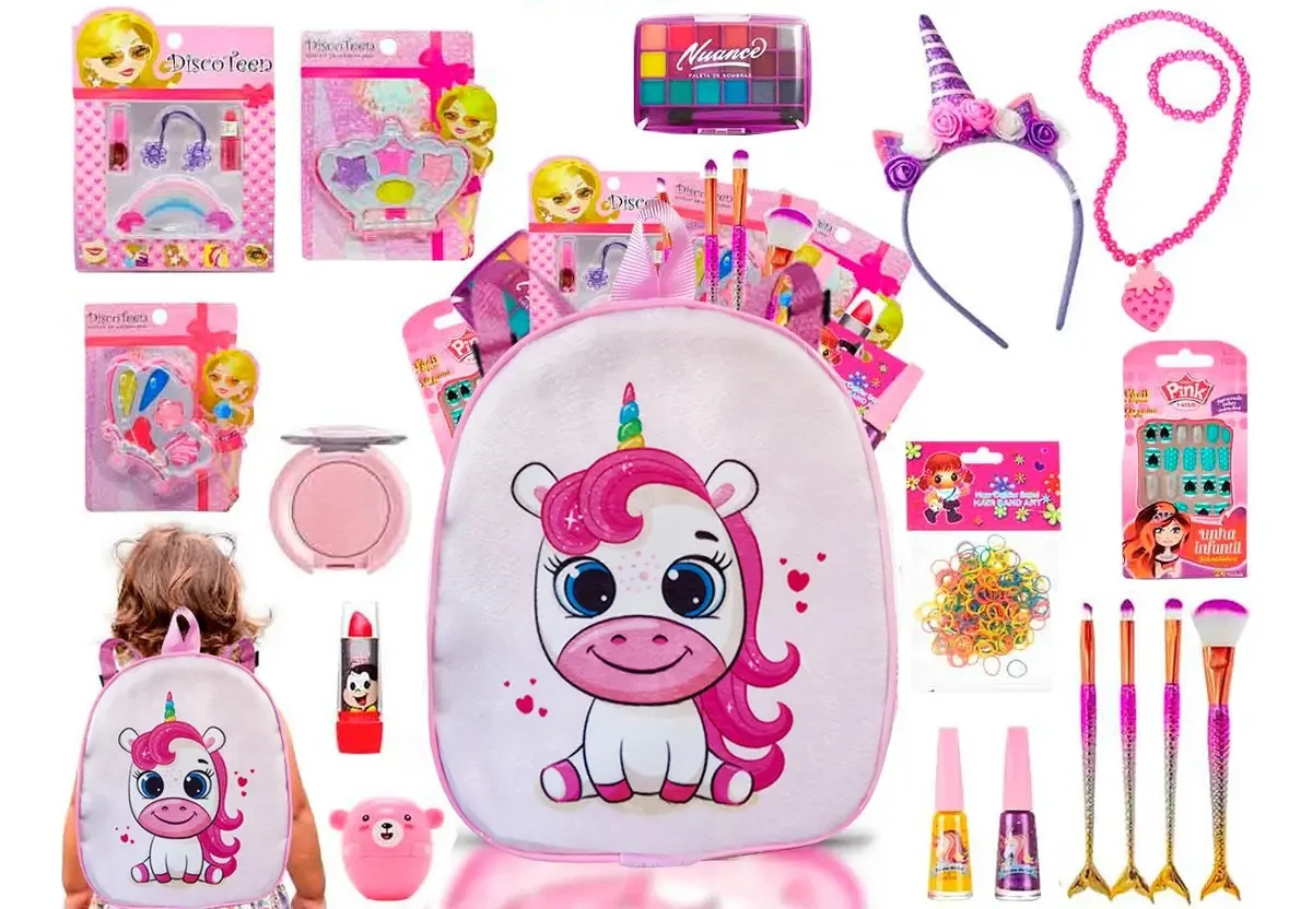 Kit Maquiagem Infantil Pincel Sereia + - Lc135