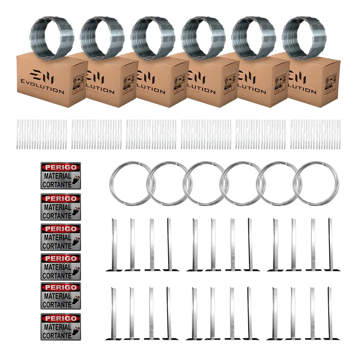 Kit Completo Cerca Concertina Simples 30cm P/ 60 Metros