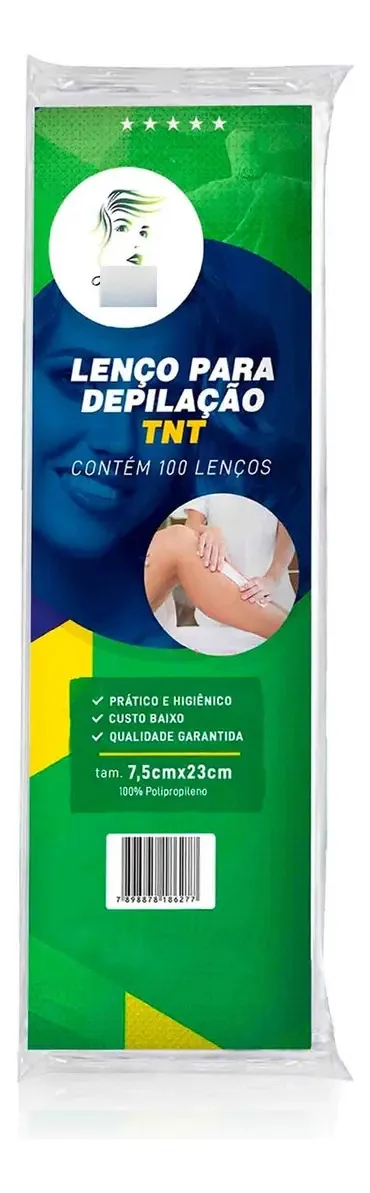 Lenço Depil Tnt 7, 5 Cm X 23 Cm Pacote C/ 100 Unid